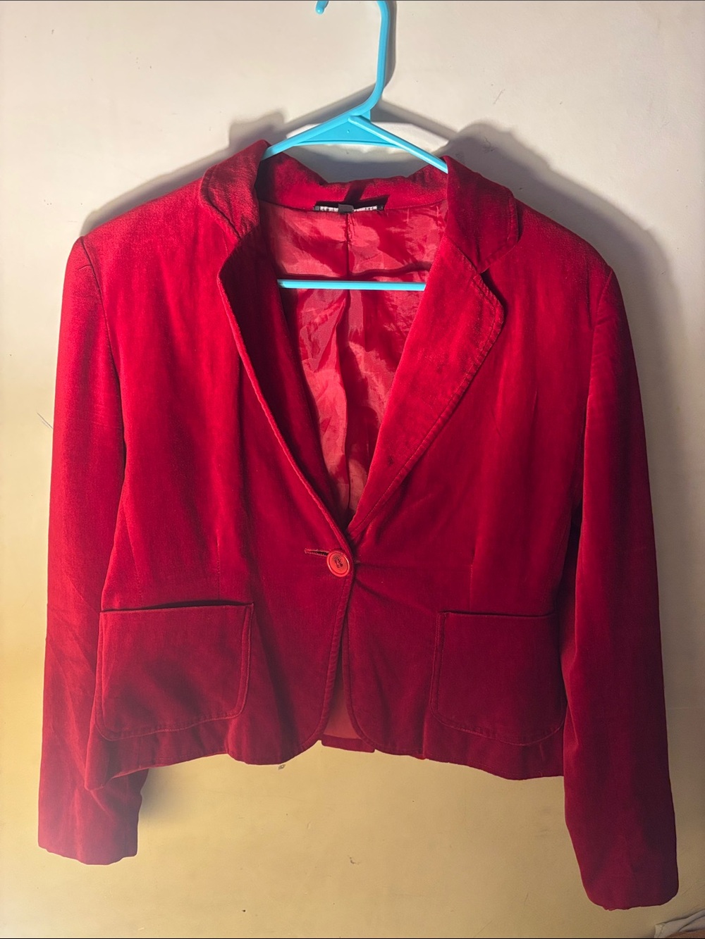 Women's Red Velvet Single-Button Blazer